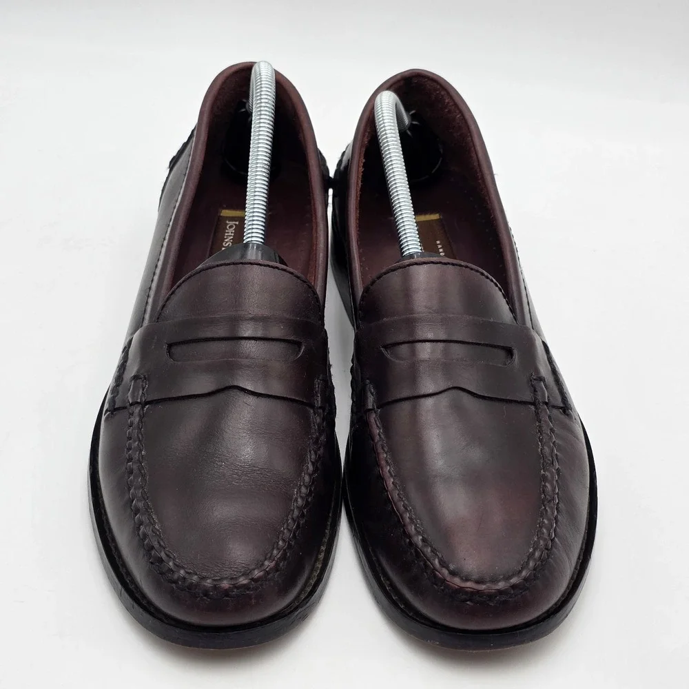 Johnson & Murphy Men's Burgundy‎ Leather Slip On Penny Loafers Shoes Size 10.5 M